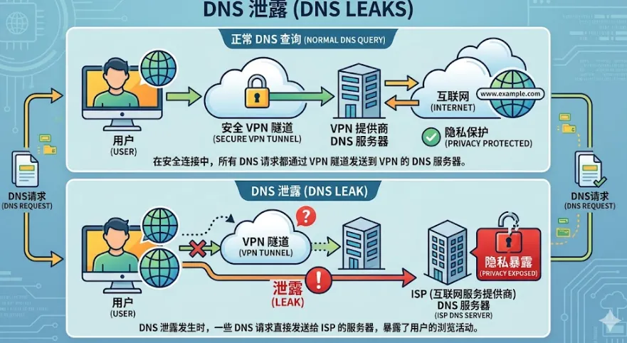 DNS 泄露深度检测实测对比:本地 DNS 劫持污染与安全匿名 DNS 对比