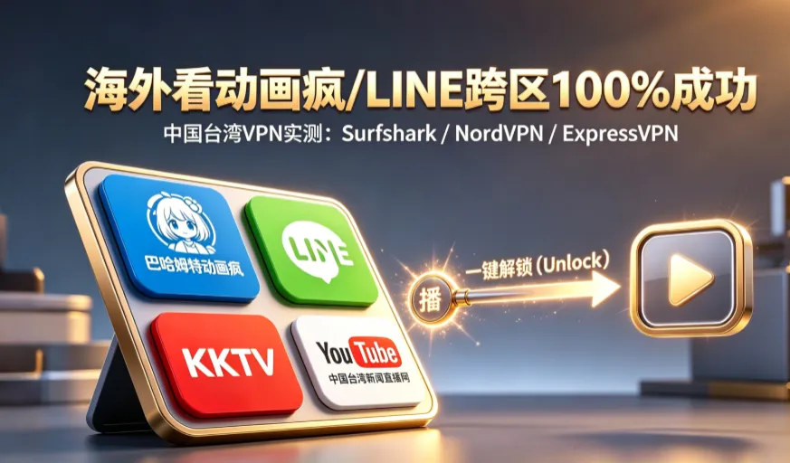 2026 最佳台湾 VPN 推荐（逆翻墙必备）：稳定解锁巴哈姆特动画疯、LINE 与台湾本地电视