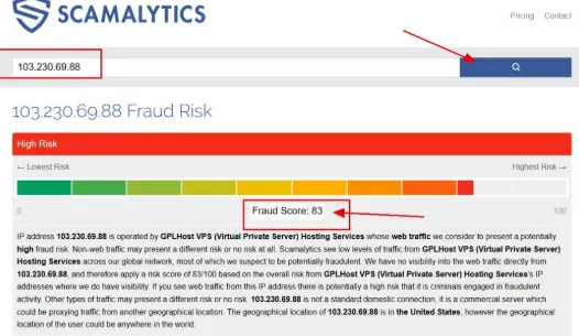 使用 Scamalytics 检测流媒体 VPN 节点的 Fraud Score 欺诈得分